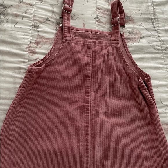 Pink corduroy overall bib pinafore suspender dress, size S Barbiecore boho - Picture 14 of 16